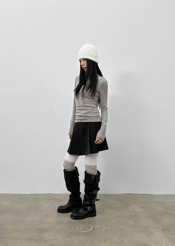 Kurit Wool Pleated Mini Skirt