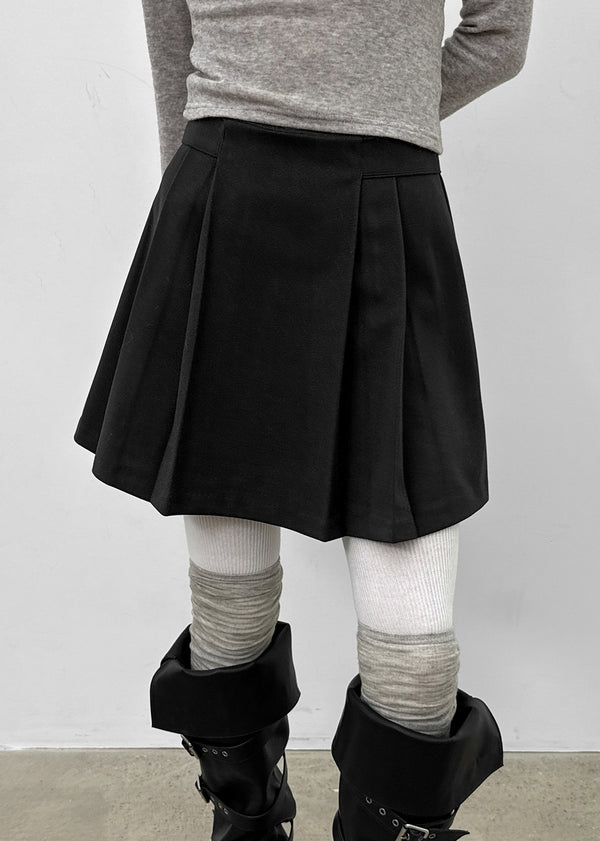 Kurit Wool Pleated Mini Skirt