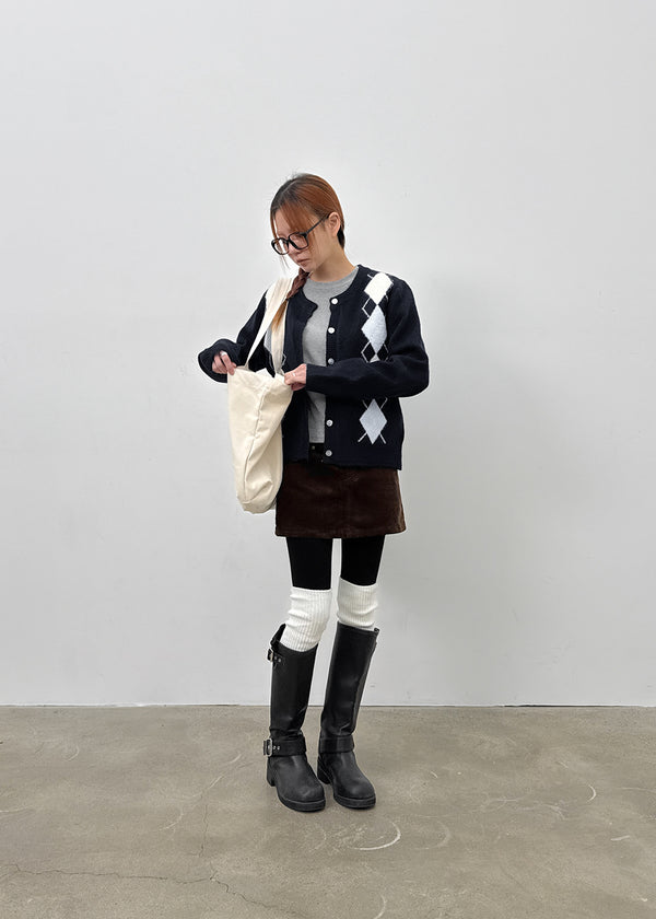 Plinilo Argyle Wool Knit Cardigan