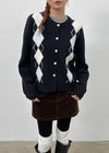Plinilo Argyle Wool Knit Cardigan