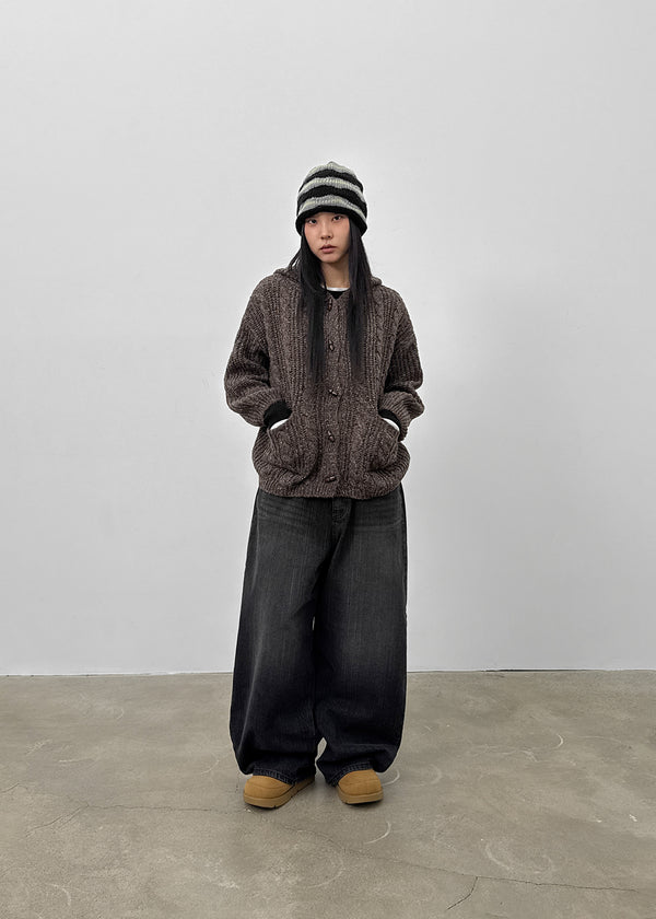 Gente Washing Bijou Wide Fleece Denim Pants