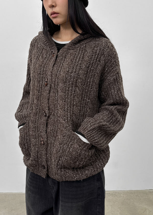 Dakun Cable Knit Hooded Cardigan