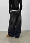 Gente Washing Bijou Wide Fleece Denim Pants