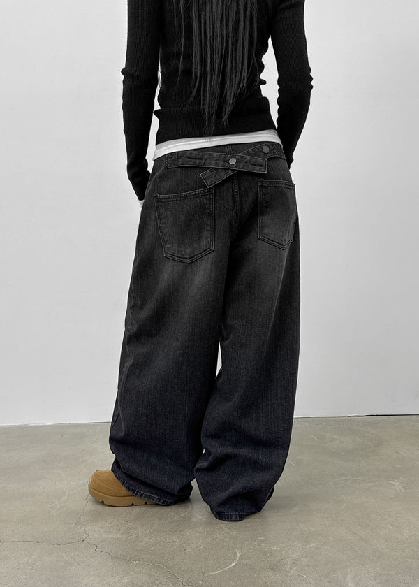 Gente Washing Bijou Wide Fleece Denim Pants
