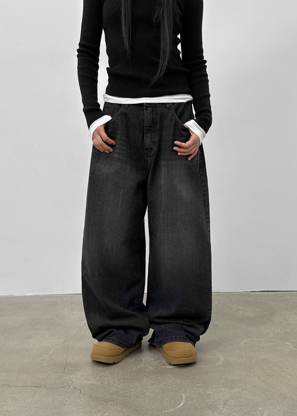 Gente Washing Bijou Wide Fleece Denim Pants
