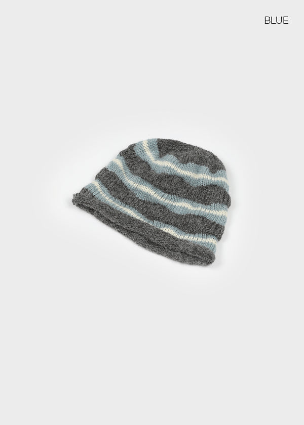 Delph Wave Three-tone Wool Knit Beanie