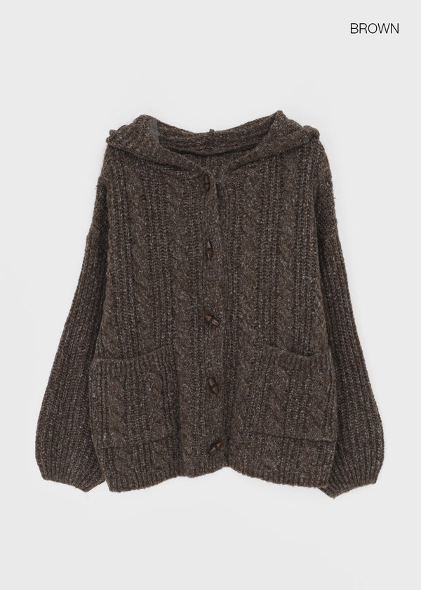 Dakun Cable Knit Hooded Cardigan