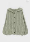 Dakun Cable Knit Hooded Cardigan
