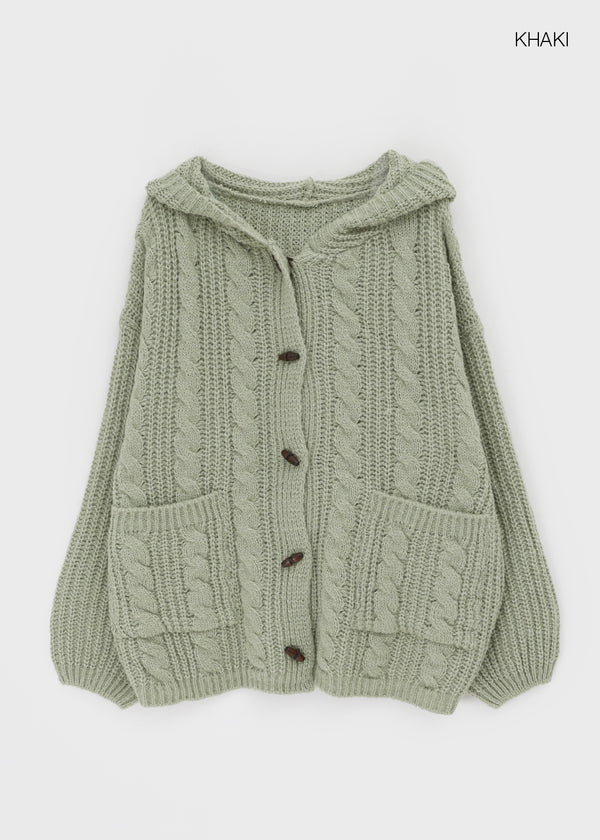 Dakun Cable Knit Hooded Cardigan
