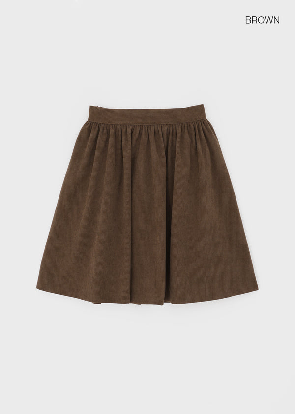 Jimk Flare Corduroy Midi Skirt