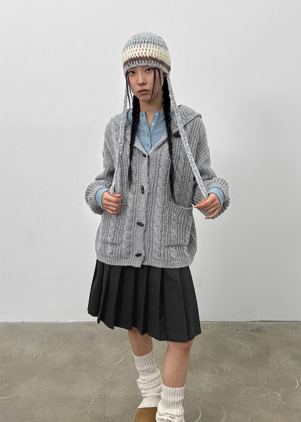 Dakun Cable Knit Hooded Cardigan