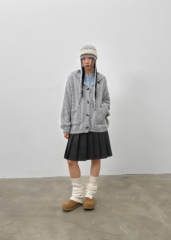 Dakun Cable Knit Hooded Cardigan