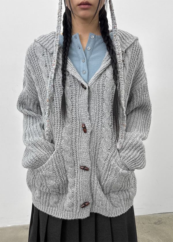Dakun Cable Knit Hooded Cardigan