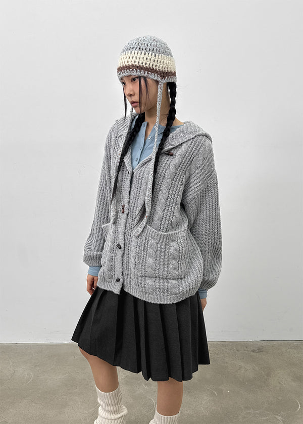 Dakun Cable Knit Hooded Cardigan