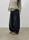 Netk Wash Wide Fleece Denim Pants