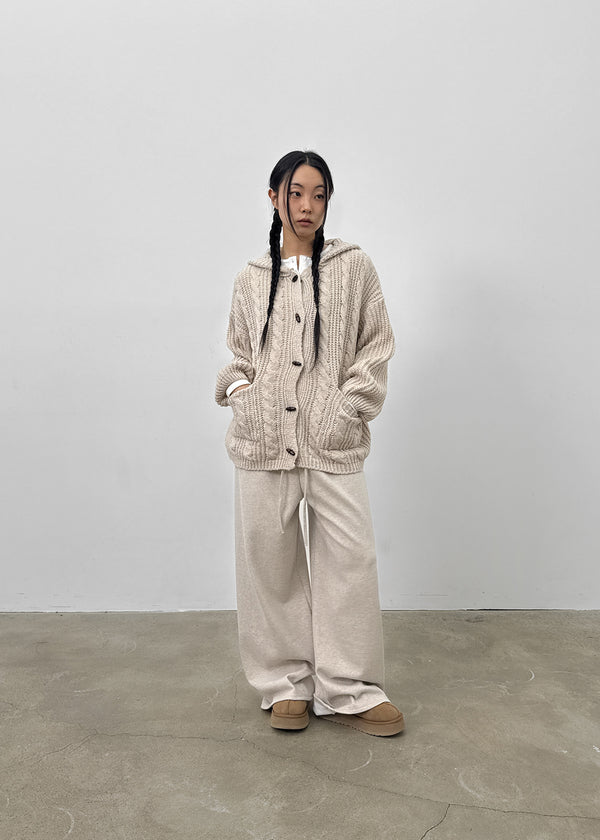 Dakun Cable Knit Hooded Cardigan