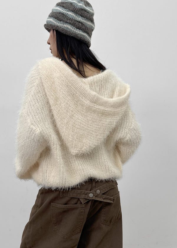 Bune Boucle Knit Hooded Cardigan