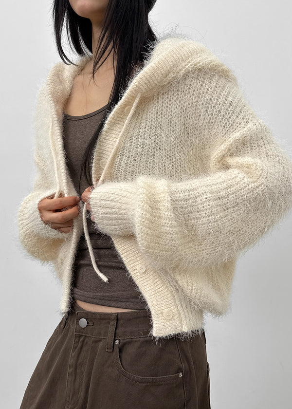Bune Boucle Knit Hooded Cardigan