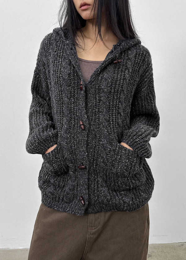 Dakun Cable Knit Hooded Cardigan
