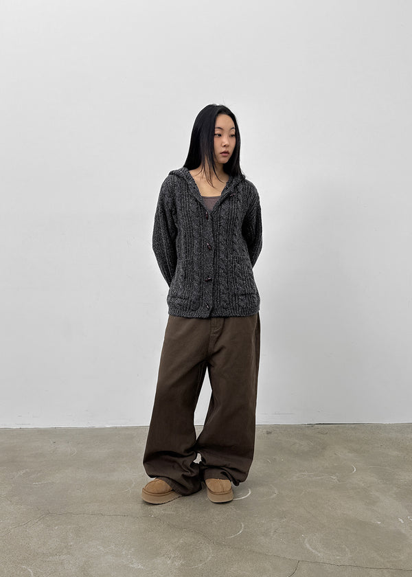 Dakun Cable Knit Hooded Cardigan