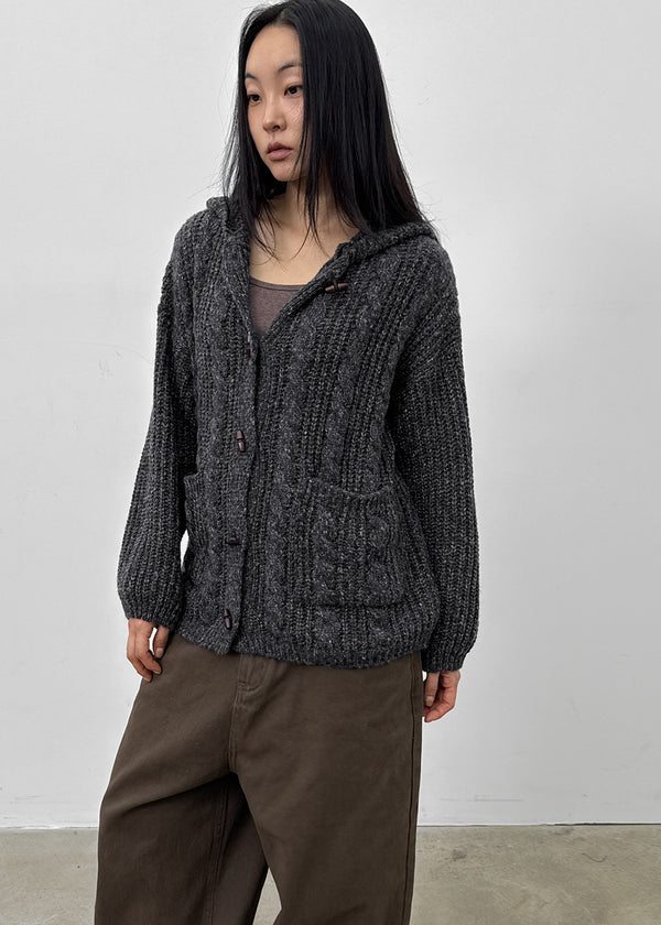 Dakun Cable Knit Hooded Cardigan