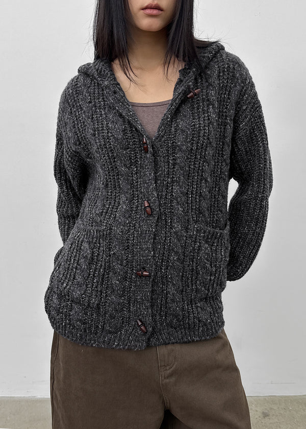 Dakun Cable Knit Hooded Cardigan