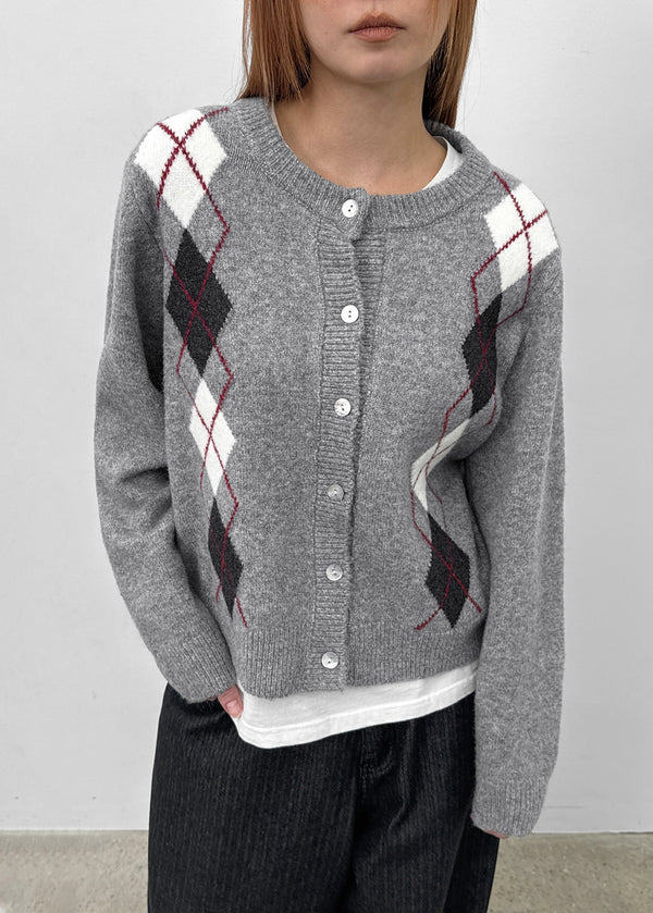 Plinilo Argyle Wool Knit Cardigan