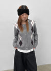 Plinilo Argyle Wool Knit Cardigan