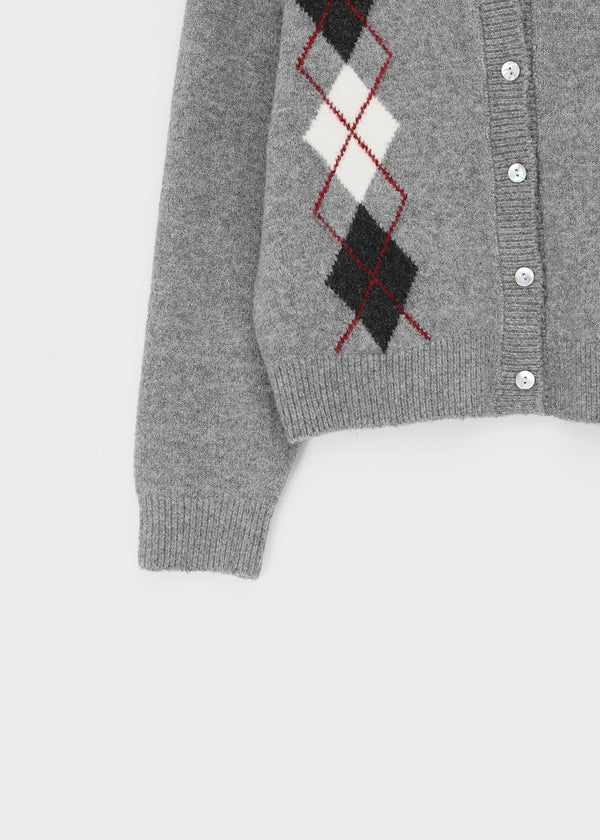 Plinilo Argyle Wool Knit Cardigan