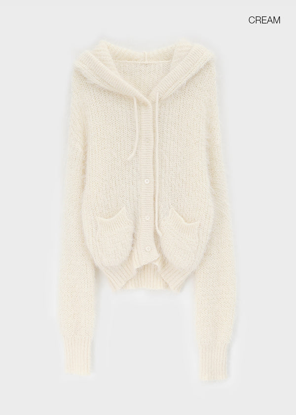 Bune Boucle Knit Hooded Cardigan