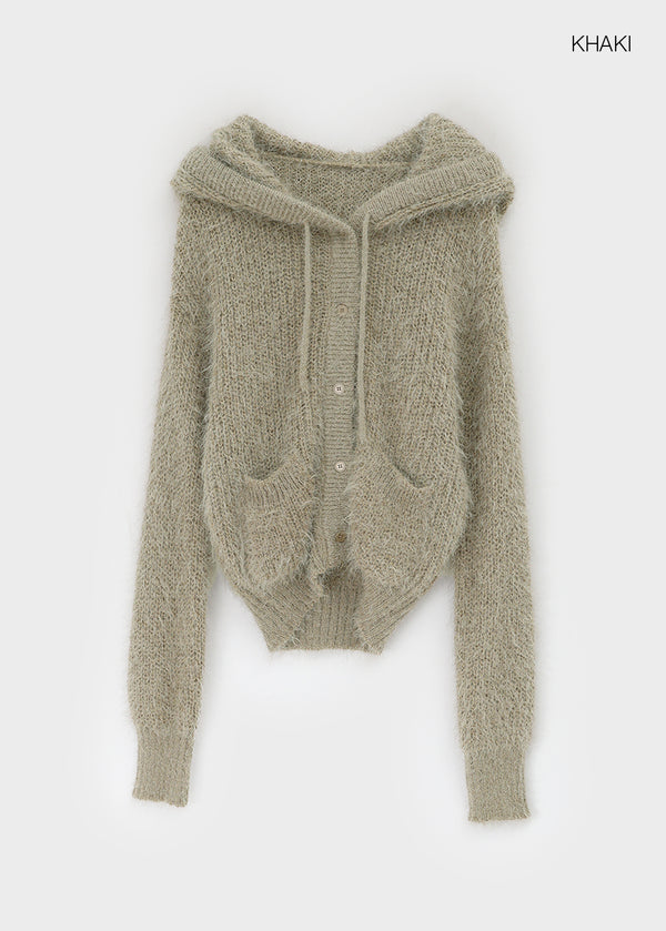 Bune Boucle Knit Hooded Cardigan