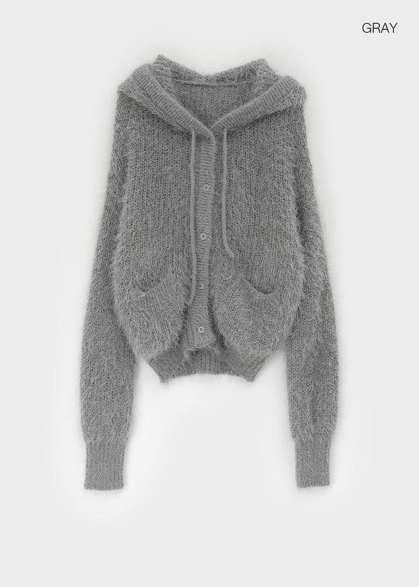 Bune Boucle Knit Hooded Cardigan