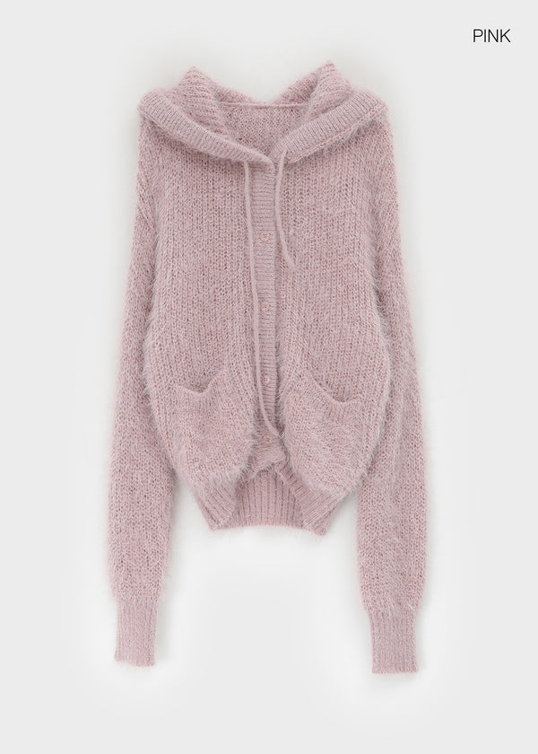 Bune Boucle Knit Hooded Cardigan