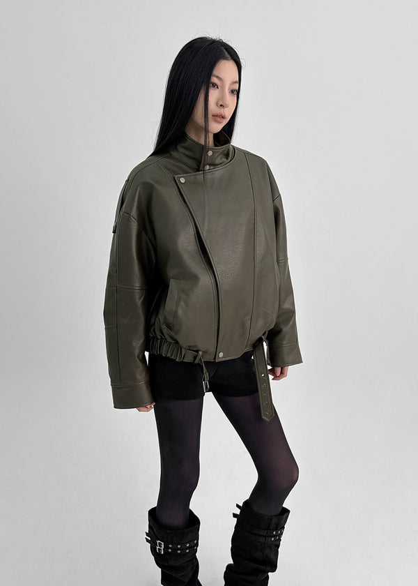 Shagle High-neck Fur Leather Jumper