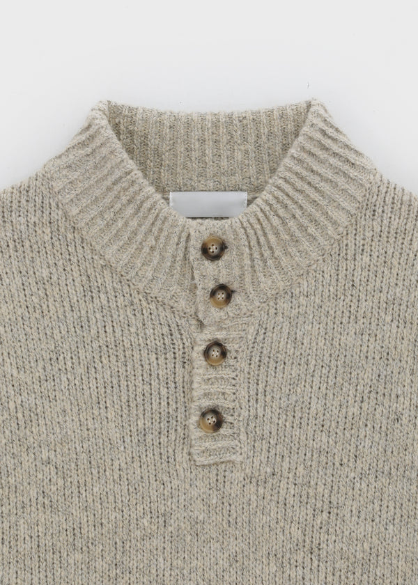 (UNISEX) Podo Bocashi Pocket Henley Neck Knit