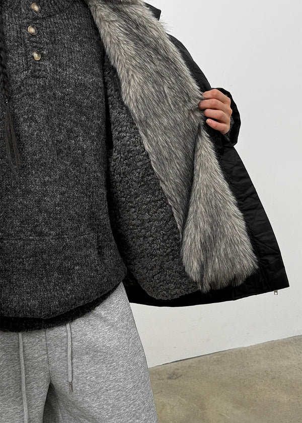 Tubular Fur Trimming Dumb Down Jumper (3 Oz)