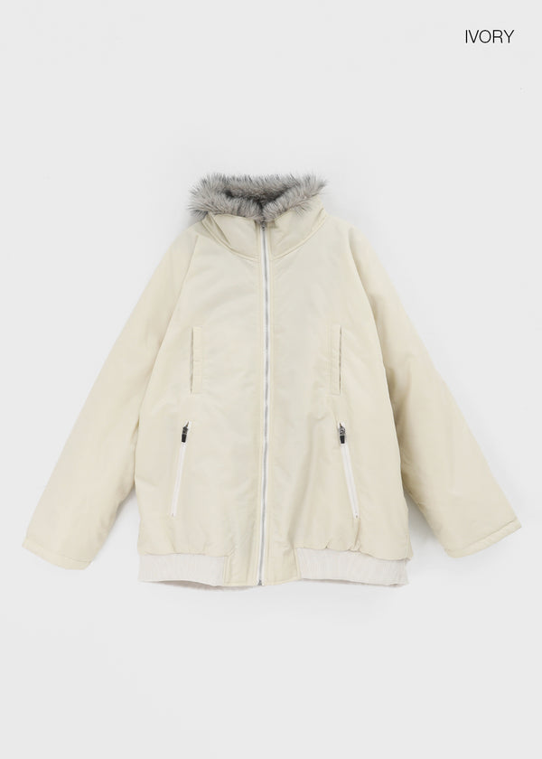 Tubular Fur Trimming Dumb Down Jumper (3 Oz)