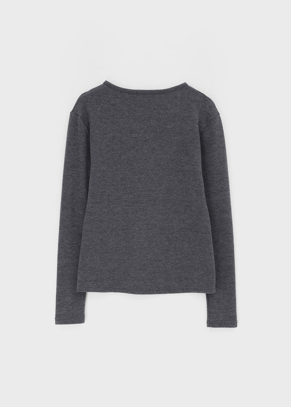 Reden Basic Henley Neck Brushed Long Sleeve T-shirt