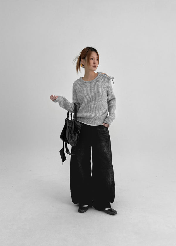 Netk Wash Wide Fleece Denim Pants