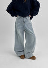 Bevan Raised Fleece Wide Denim Pants