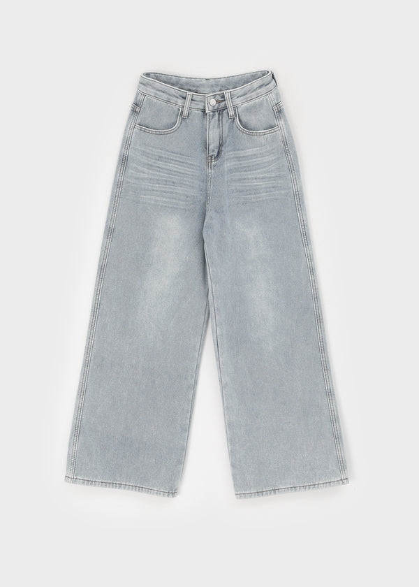 Bevan Raised Fleece Wide Denim Pants