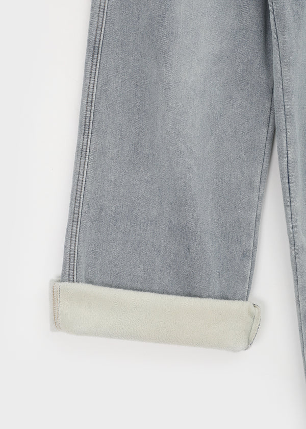 Bevan Raised Fleece Wide Denim Pants