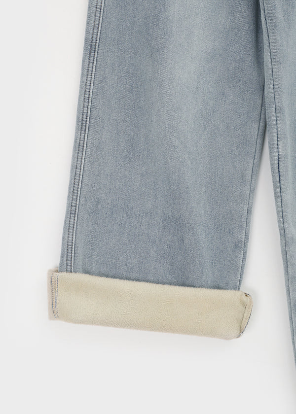 Bevan Raised Fleece Wide Denim Pants