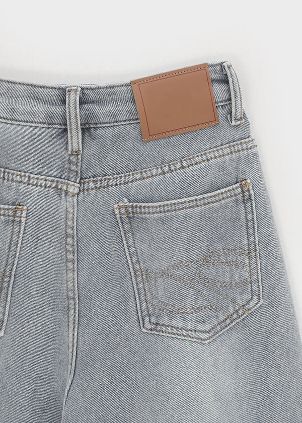 Bevan Raised Fleece Wide Denim Pants