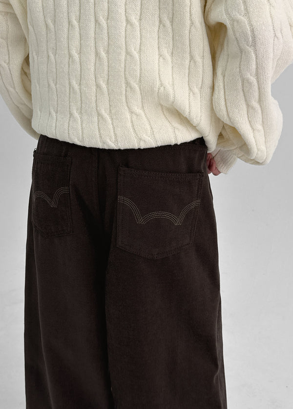 Non-tem Velvet Fleece Straight Cotton Pants
