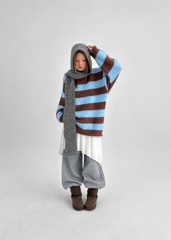 Mite Stripe Loose Fit Wool Knit
