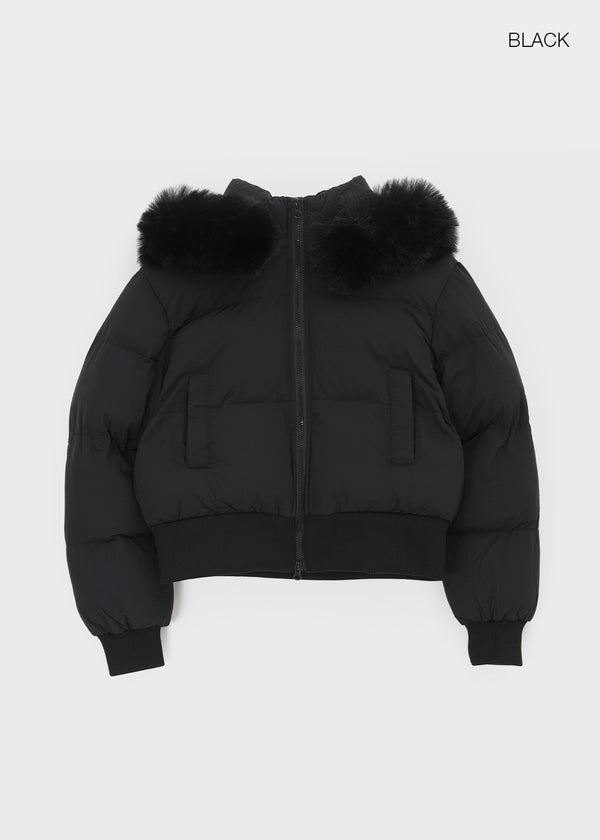 Pomme Fur Trimming Hooded Short Wellon Padding (4 Oz)