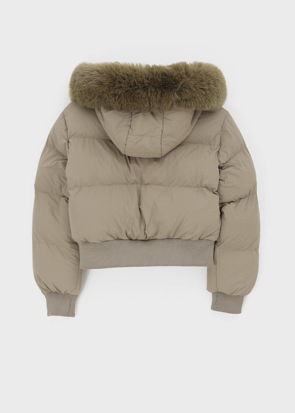 Pomme Fur Trimming Hooded Short Wellon Padding (4 Oz)