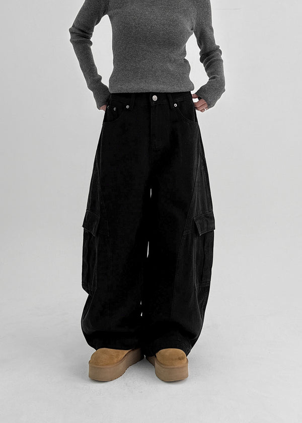 (UNISEX) Plefit Wide Balloon Cargo Pants