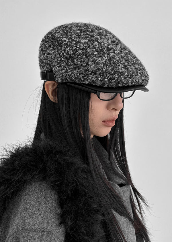 Hopten Mixed-color Bouclé Leather Hunting Cap